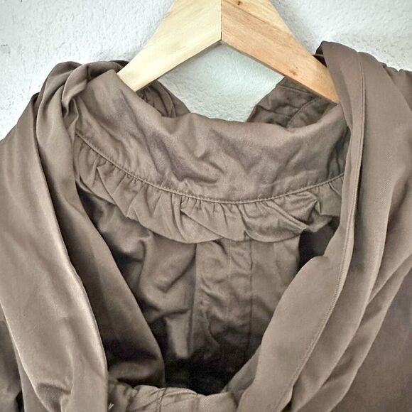 FUMBLIN' FOE x ANTHROPOLOGIE | Brown Pea Trench Coat Hood Hooded | Size Large - Picture 7 of 9
